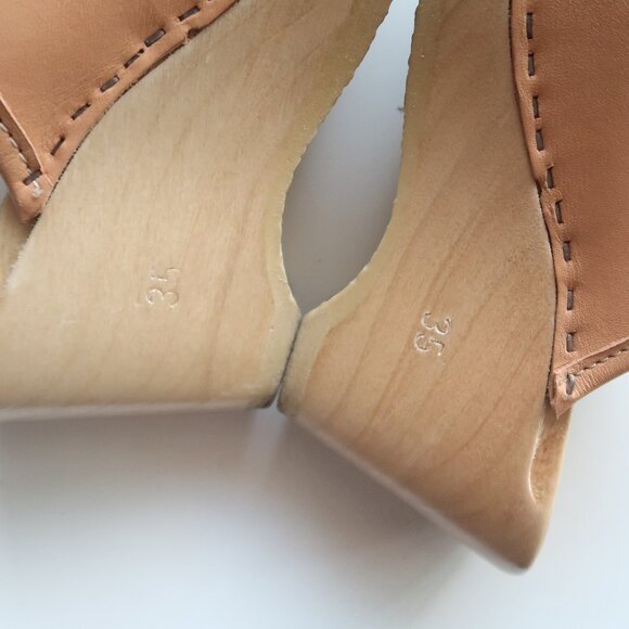 No.6 Store Camel Leather Open Toe Clogs Swedish Minimalist Sandals Clogs Mules 5 - Picture 7 of 16